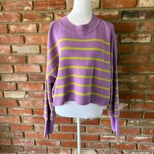 Free People Lavender and Lime Striped Sweater